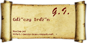 Géczy Irén névjegykártya