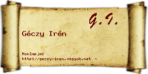 Géczy Irén névjegykártya
